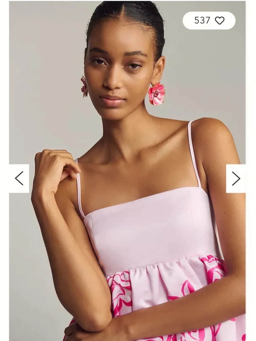 Maeve Babydoll Mini Dress Pink Combo Floral Roses Fit & Flare size Medium Read - Picture 3 of 12